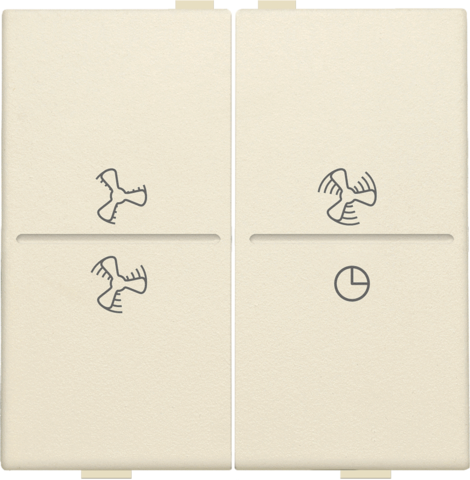 Touche dbl, symbole ventilation, pr interrupteur/bouton sans fil cream Niko Home Control