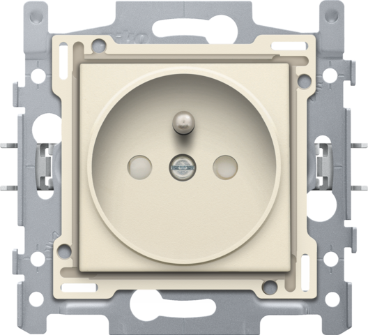 Prise avec broche de terre, 21mm, assemblée, bornes à vis cream