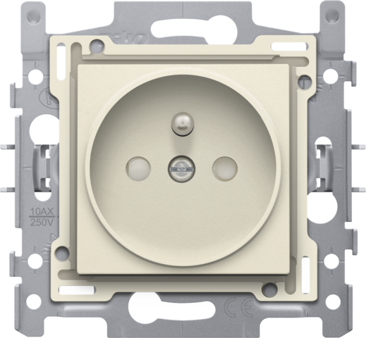 Prise avec broche de terre, 21mm, assemblée, connexion rapide cream