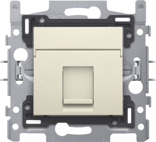 1 connexion RJ45 UTP Cat. 5E, prêt pour l'alimentation PoE++, modèle plat, incl. socle 60 x 71 mm avec fixation par griffes et set de finition, couleur cream