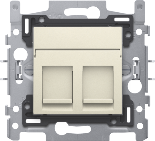 [NK100-66156] 2 conn. rj45 stp cat5e + finition, poe++, plat, 60x71, griffes cream