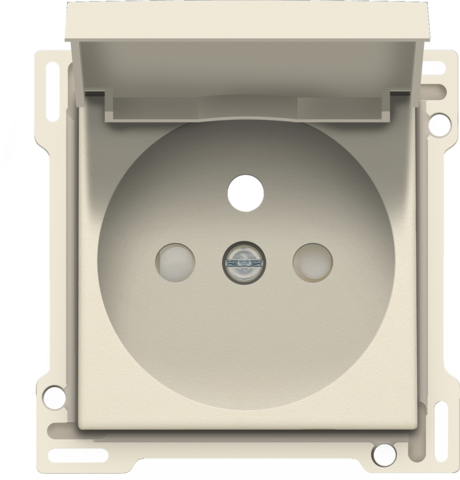 Set de finition prise avec clapet et broche de terre, 28,5mm cream Niko Original