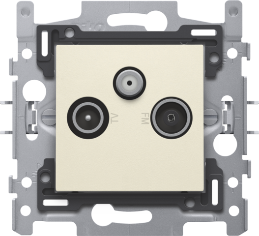 [NK100-69550] 2 connexions coaxiales simples pour tv/fm/satellite, assemblées cream Niko Original