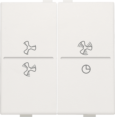 Touche dbl, symbole ventilation, pr interrupteur/bouton sans fil white Niko Home Control