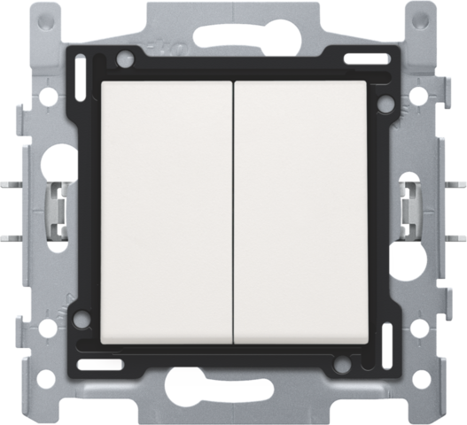 Interrupteur double allumage 10a, assemblé, connexion rapide white
