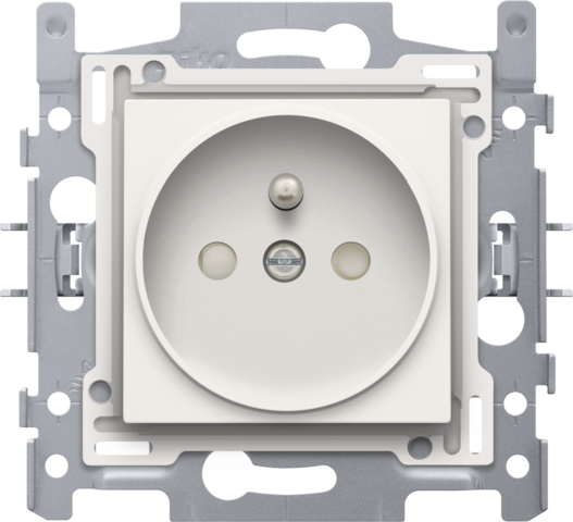 Prise avec broche de terre, 21mm, assemblée, bornes à vis white