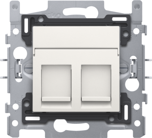 [NK101-66152] 2 conn. rj45 utp cat5e + finition, poe++, plat, 60x71, griffes white