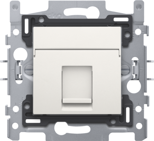 1 connexion RJ45 STP Cat. 5E, prêt pour l'alimentation PoE++, modèle plat, incl. socle 60 x 71 mm avec fixation par griffes et set de finition, couleur white