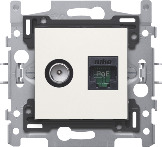 [NK101-66158] Coax/rj45 utp cat5e + finition, poe++, plat, 60x71, griffes white