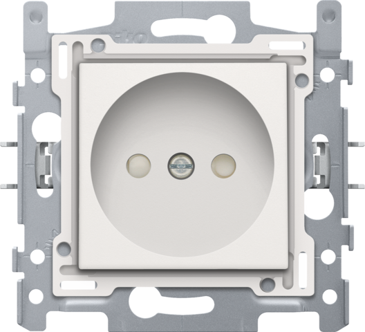 Prise de courant sans terre, 21mm, assemblée, bornes à vis white