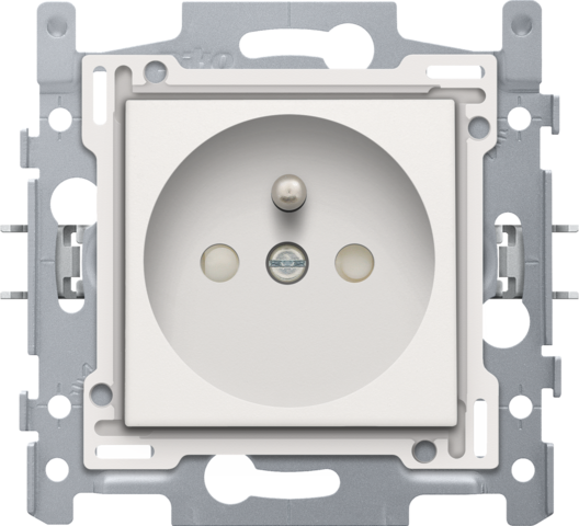 Prise avec broche de terre, 28,5mm, assemblée, vis white Niko Original