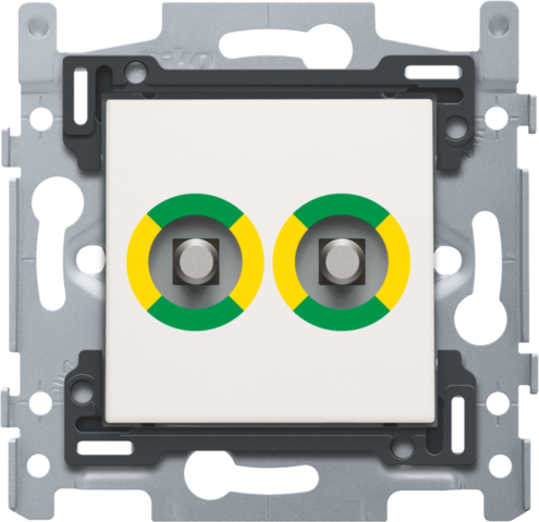 Prise de courant avec prise équipotentielle double, assemblée white Niko Original