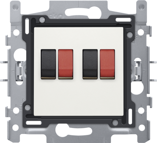 Prise double pour haut-parleur, socle et set de finition white Niko Original