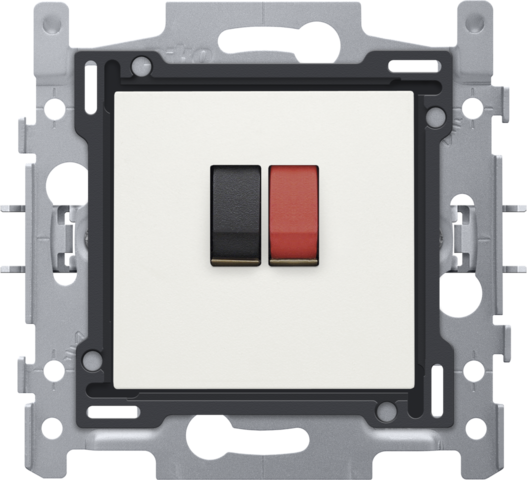 Prise simple pour haut-parleur, socle et set de finition white Niko Original