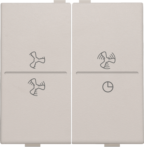 Touche dbl, symbole ventilation, pr interrupteur/bouton sans fil light grey Niko Home Control
