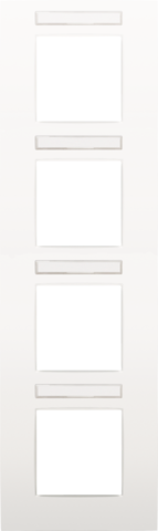 Plaque quadruple, 71mm d'entraxe, avec fenêtre transparante white Niko Intense