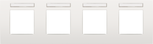 Plaque quadruple, 71mm d'entraxe, avec fenêtre transparante white Niko Intense