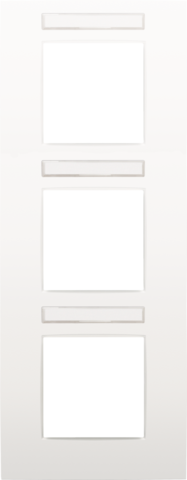 Plaque triple, 71mm d'entraxe, avec fenêtre transparante white Niko Intense