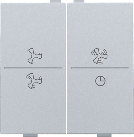 Touche dbl, symbole ventilation, pr interrupteur/bouton sans fil sterling coated Niko Home Control