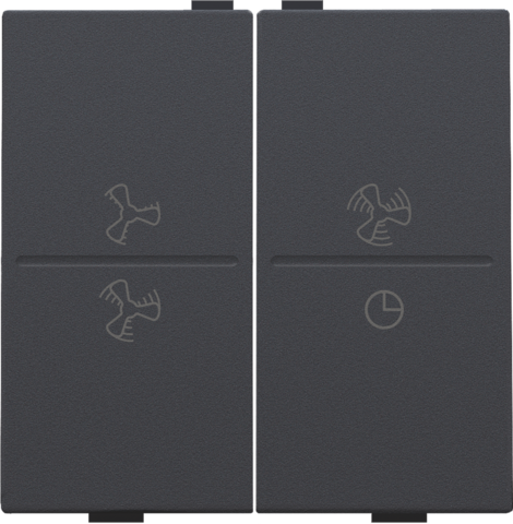 Touche dbl, symbole ventilation, pr interrupteur/bouton sans fil anthracite coated Niko Home Control