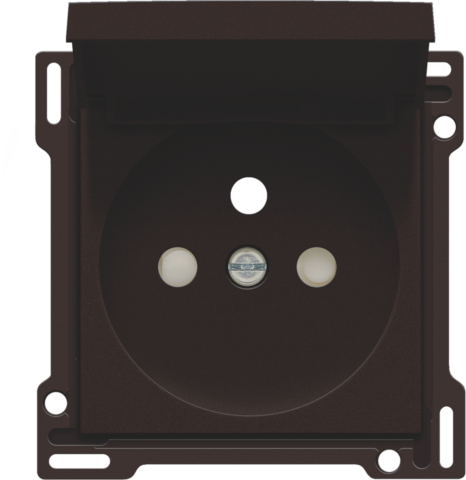 Set de finition prise avec clapet et broche de terre, 28,5mm dark brown coated Niko Original