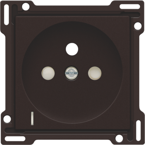 Set de finition prise avc indicat. tension, broche terre, 28,5mm dark brown coated Niko Original