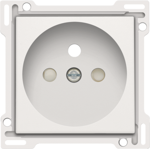 Set de finition prise avec broche de terre, 28,5mm white coated steel white coated