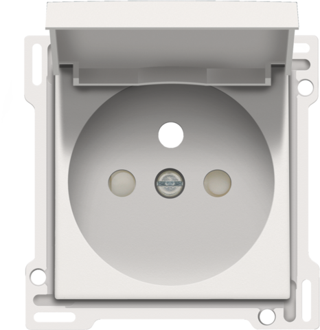 Set de finition prise avec clapet et broche de terre, 28,5mm white coated steel white coated Niko Original