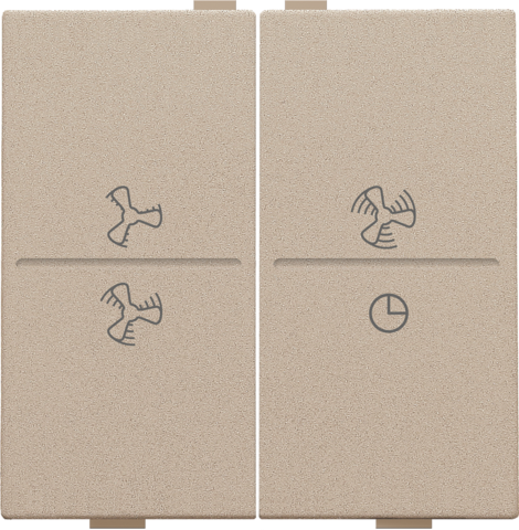 Touche dbl, symbole ventilation, pr interrupteur/bouton sans fil champagne coated Niko Home Control