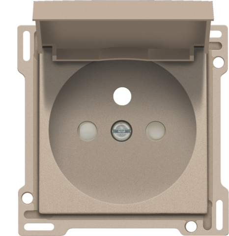 Set de finition prise avec clapet et broche de terre, 28,5mm champagne coated Niko Original