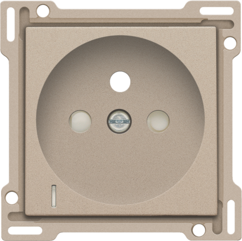 Set de finition prise avc indicat. tension, broche terre, 28,5mm champagne coated Niko Original