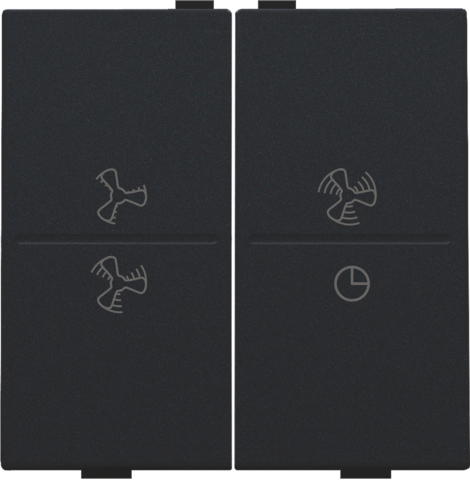 Touche dbl, symbole ventilation, pr interrupteur/bouton sans fil black coated steel black coated Niko Home Control