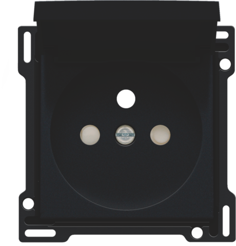 Set de finition prise avec clapet et broche de terre, 28,5mm black coated steel black coated Niko Original