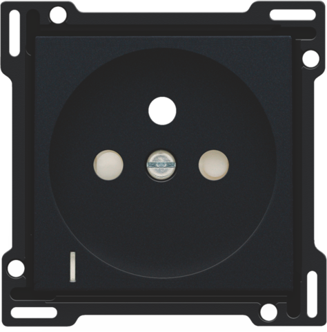 Set de finition prise avc indicat. tension, broche terre, 28,5mm black coated steel black coated Niko Original