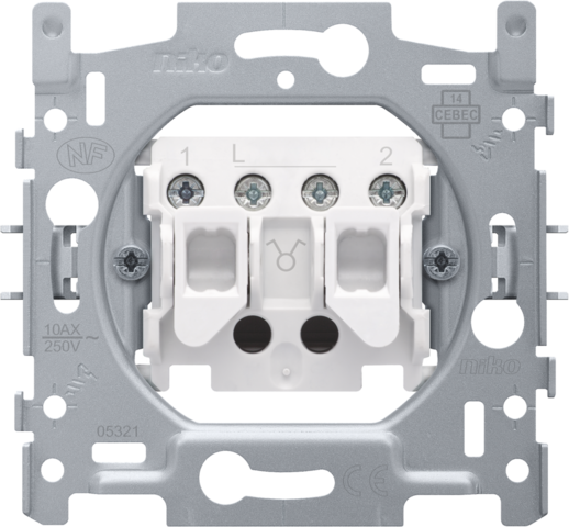 Socle pour interrupteur double allumage, 10 A, bornes à vis