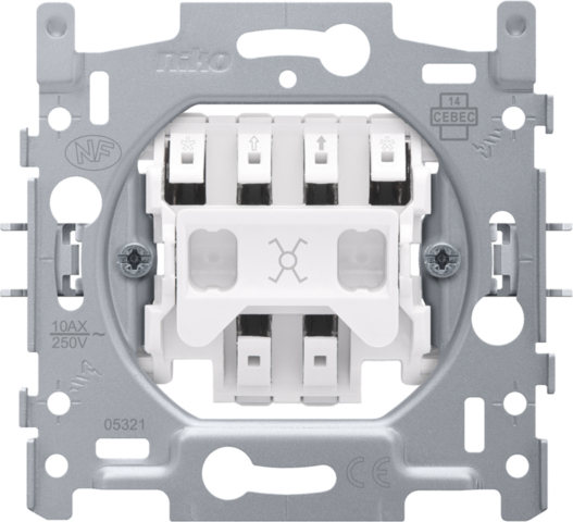 Socle pour un interrupteur permutateur ou un interrupteur à tirette permutateur, 10 A, bornes à connexion rapide