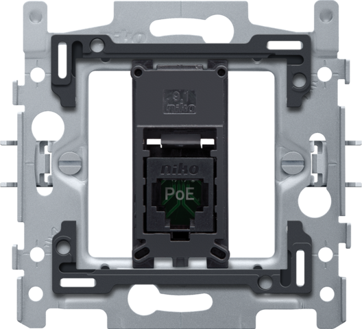 Socle 1 connexion rj45 utp cat5e, poe++, plat, 60x71, griffes