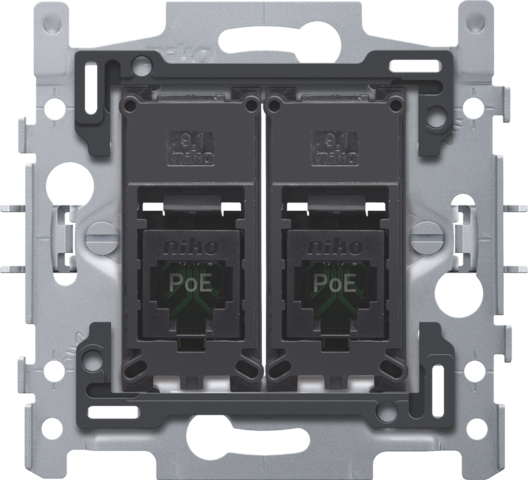 [NK170-66152] 2 connexions rj45 utp cat5e, poe++, plat, 60x71, griffes