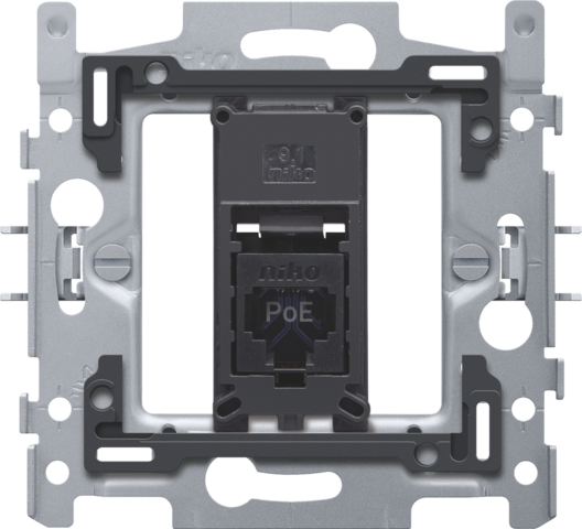 Socle 1 connexion rj45 utp cat6, poe++, plat, 60x71, griffes
