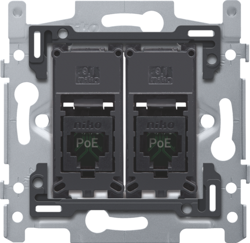 2 connexions rj45 utp cat5e, poe++, plat, 60x71, vis Niko Original