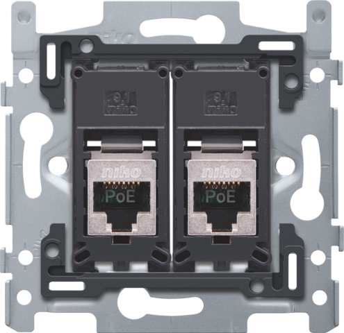 [NK170-66256] 2 connexions rj45 stp cat5e, poe++, plat, 60x71, vis Niko Original