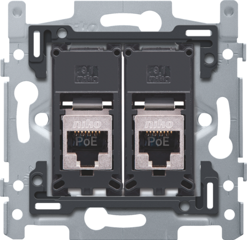 [NK170-66267] 2 connexions rj45 stp cat6, poe++, plat, 60x71, vis Niko Original