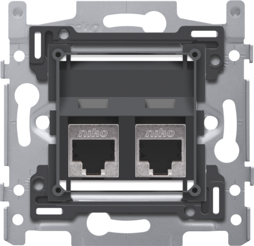 [NK170-66367] 2 connexions rj45 stp cat6, poe++, oblique, 60x71, vis Niko Original