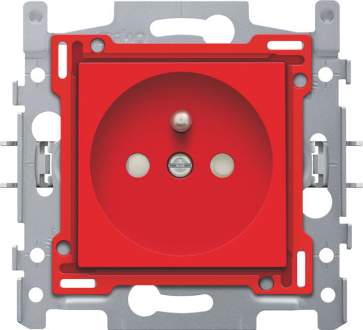 Prise avec broche de terre, 28,5mm, assemblée, connexion rapide red