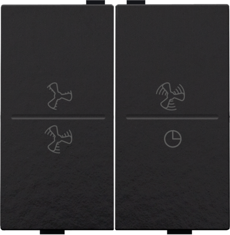 Touche dbl, symbole ventilation, pr interrupteur/bouton sans fil piano black coated Bakelite® piano black Niko Home Control