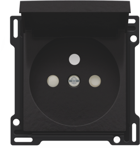 Set de finition prise avec clapet et broche de terre, 28,5mm piano black coated Bakelite® piano black Niko Original