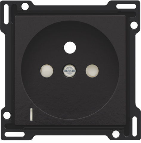 Set de finition prise avc indicat. tension, broche terre, 28,5mm piano black coated Bakelite® piano black Niko Original