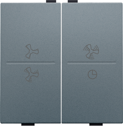 Touche dbl, symbole ventilation, pr interrupteur/bouton sans fil blue grey coated Niko Home Control