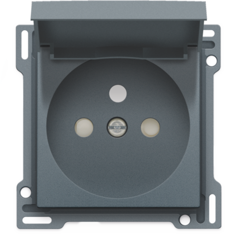 Set de finition prise avec clapet et broche de terre, 28,5mm blue grey coated Niko Original