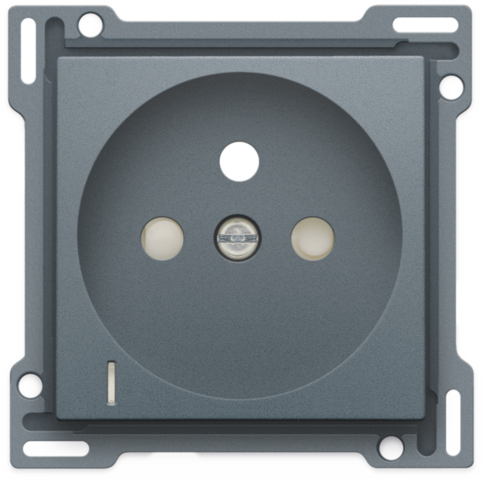 Set de finition prise avc indicat. tension, broche terre, 28,5mm blue grey coated Niko Original